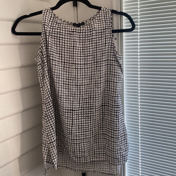 Eileen Fisher Bateau Neck Grid Tank Bone - Picture 2 of 13